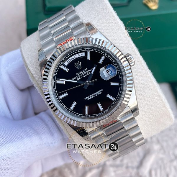 Rolex Day Date Noob Factory 3255 Siyah Kadran Eta Saat ETASAAT34