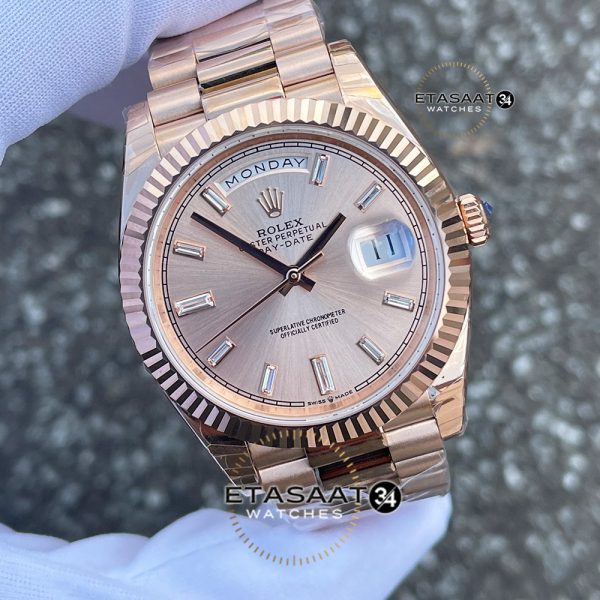 Rolex Day Date Rose Gold Diamond 40mm Clone Eta ETASAAT34